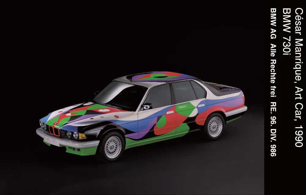 The 10th BMW Art Car, by Ceesar Manrique in 1990, was a BMW 730i